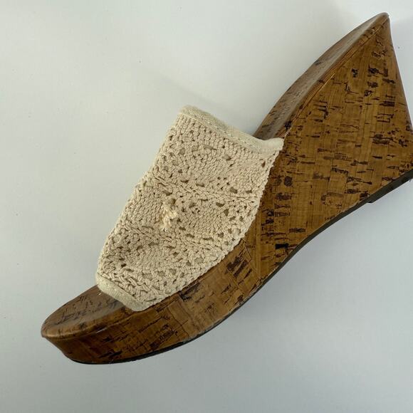Y2K Montego Bay Club Women Wedge Sandals Boho Crochet Cork Platform Size 11 - Picture 3 of 8
